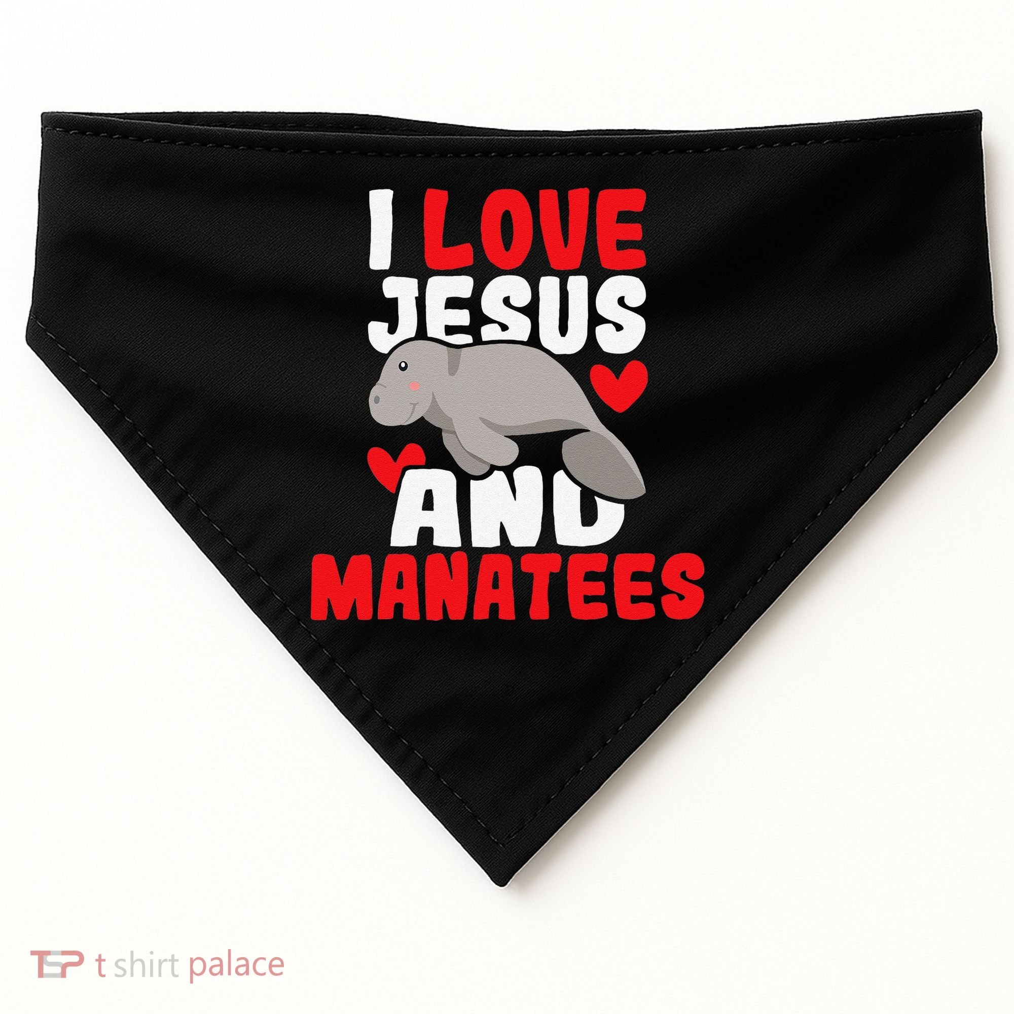 I Love Jesus And Manatees Animal Lover Zookeeper Zoologist USA-Made Doggie Bandana