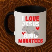 I Love Jesus And Manatees Animal Lover Zookeeper Zoologist Coffee Mug thumb 2