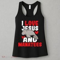 I Love Jesus And Manatees Animal Lover Zookeeper Zoologist Women's Tank Top thumb 3