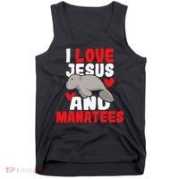 I Love Jesus And Manatees Animal Lover Zookeeper Zoologist Tank Top thumb 0
