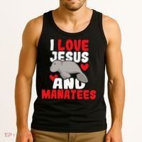 I Love Jesus And Manatees Animal Lover Zookeeper Zoologist Tank Top thumb 3