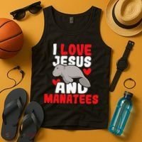 I Love Jesus And Manatees Animal Lover Zookeeper Zoologist Tank Top thumb 4