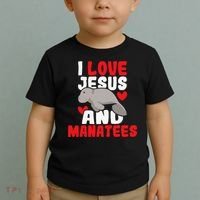 I Love Jesus And Manatees Animal Lover Zookeeper Zoologist Toddler T-Shirt thumb 2