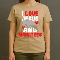 I Love Jesus And Manatees Animal Lover Zookeeper Zoologist T-Shirt thumb 4