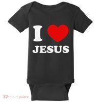 I Love Jesus I Heart Jesus Funny Jesus Baby Bodysuit thumb 0