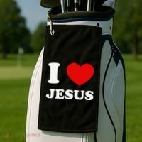 I Love Jesus I Heart Jesus Funny Jesus Golf Towel thumb 2