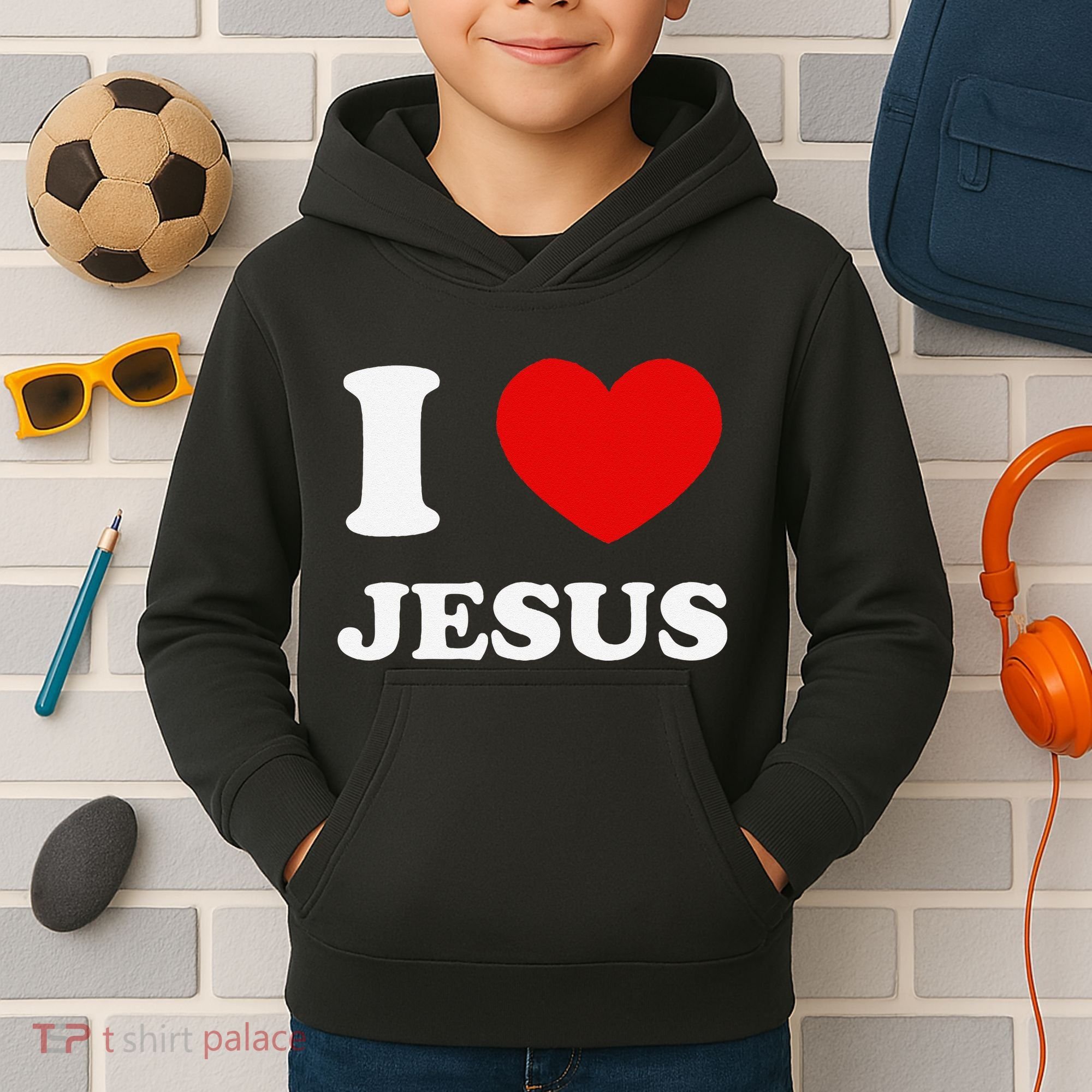 I Love Jesus I Heart Jesus Funny Jesus Kids Hoodie