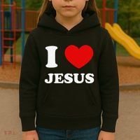 I Love Jesus I Heart Jesus Funny Jesus Kids Hoodie thumb 3
