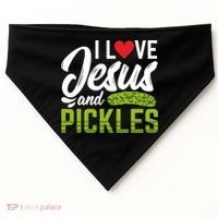 I Love Jesus And Pickles Funny Christian USA-Made Doggie Bandana thumb 0