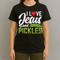 I Love Jesus And Pickles Funny Christian T-Shirt thumb 4