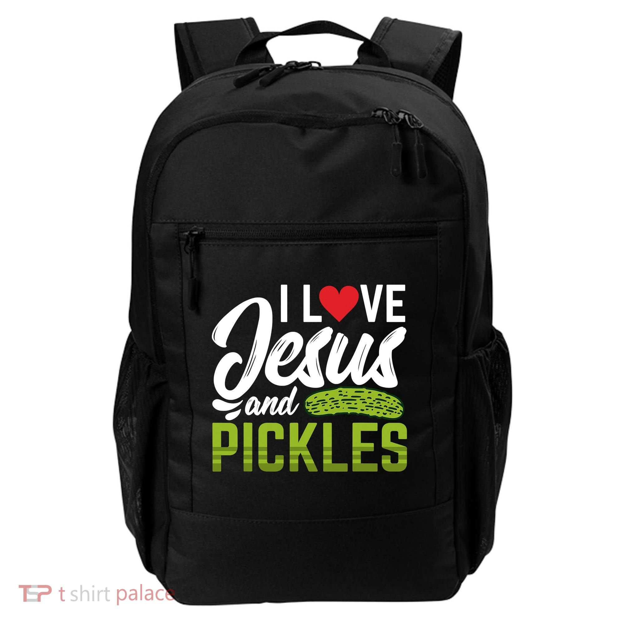 I Love Jesus And Pickles Funny Christian Backpack