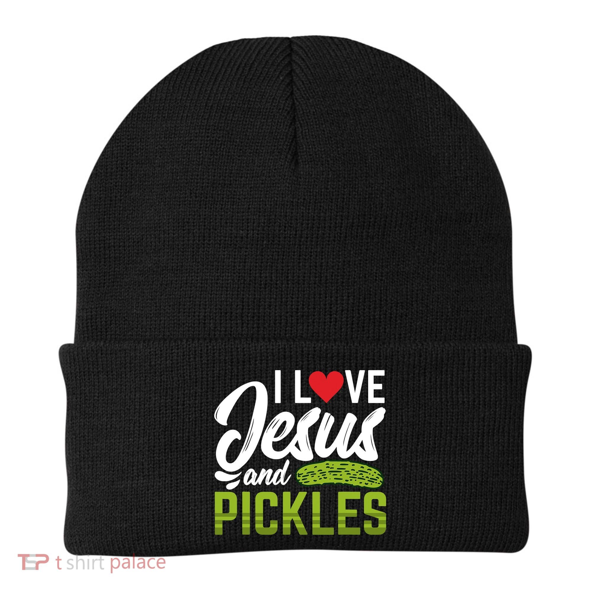 I Love Jesus And Pickles Funny Christian Beanie