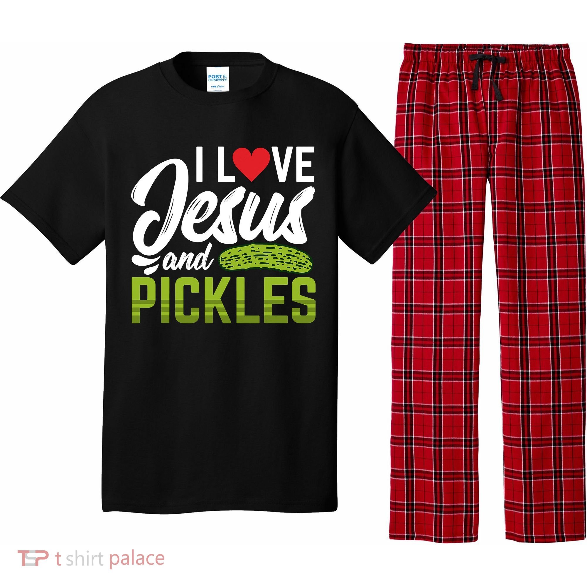 I Love Jesus And Pickles Funny Christian Pajama Set