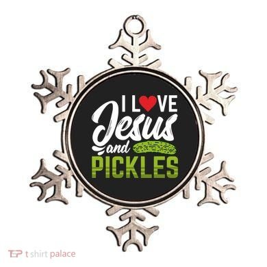 I Love Jesus And Pickles Funny Christian Ornament