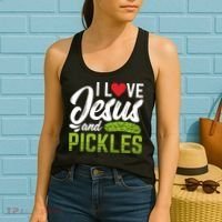 I Love Jesus And Pickles Funny Christian Women's Tank Top thumb 2