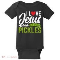 I Love Jesus And Pickles Funny Christian Baby Bodysuit thumb 0