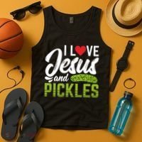 I Love Jesus And Pickles Funny Christian Tank Top thumb 4