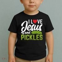 I Love Jesus And Pickles Funny Christian Toddler T-Shirt thumb 2
