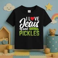 I Love Jesus And Pickles Funny Christian Toddler T-Shirt thumb 3