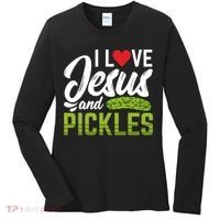I Love Jesus And Pickles Funny Christian Women's Long Sleeve Shirt thumb 0