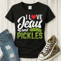 I Love Jesus And Pickles Funny Christian Women's T-Shirt thumb 3