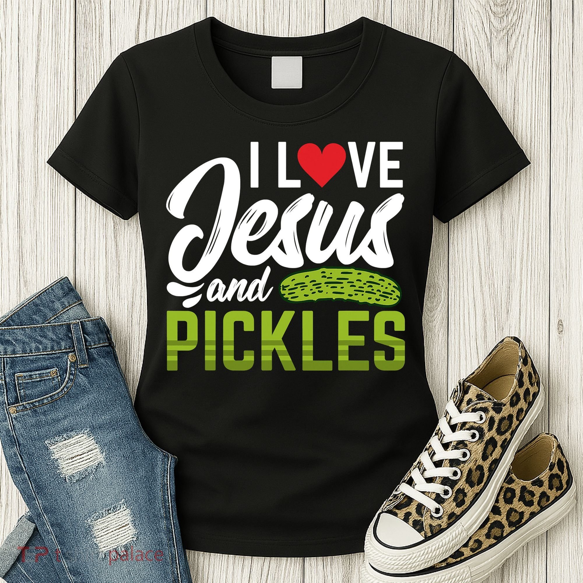 I Love Jesus And Pickles Funny Christian Women's T-Shirt