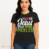 I Love Jesus And Pickles Funny Christian Women's T-Shirt thumb 4