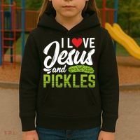 I Love Jesus And Pickles Funny Christian Kids Hoodie thumb 3