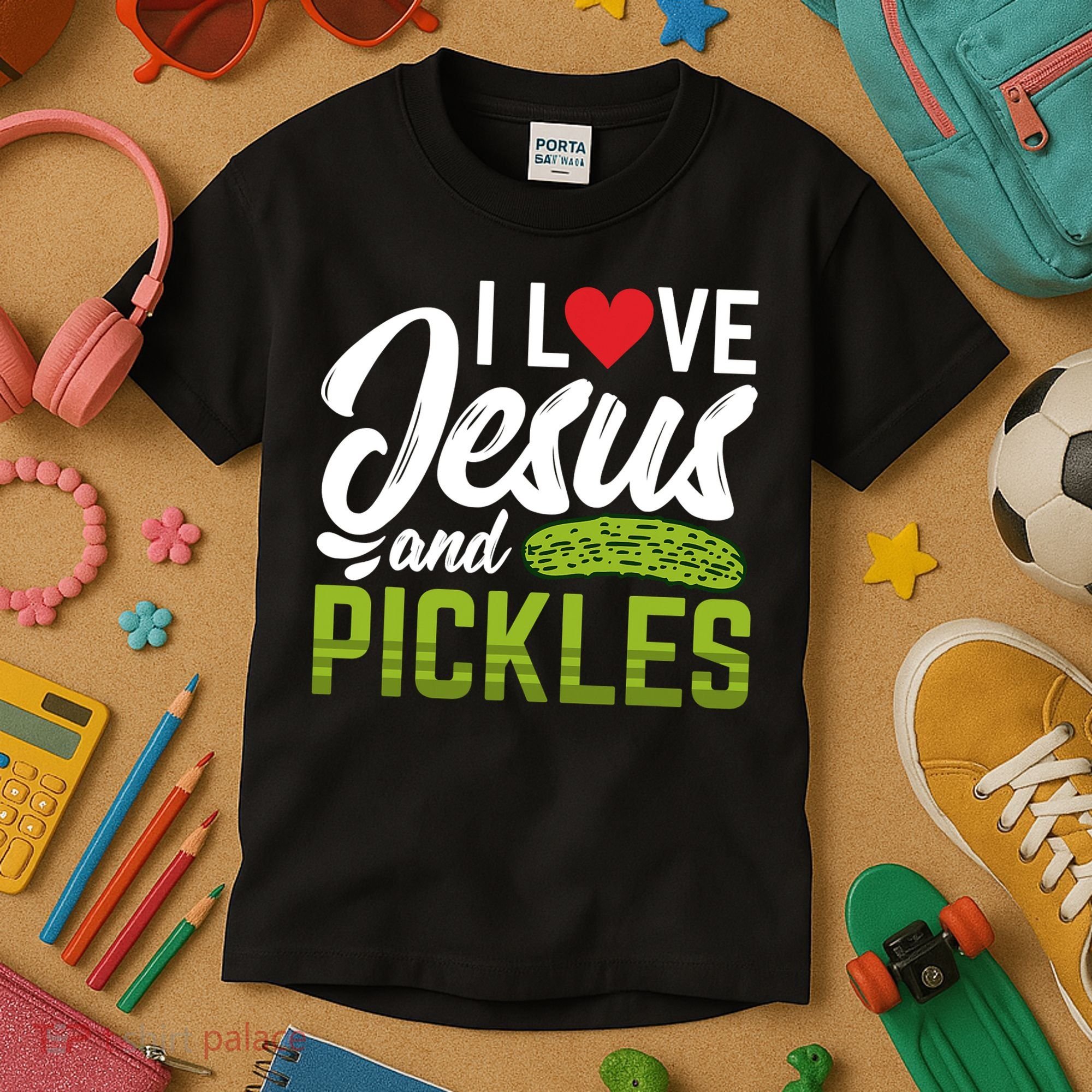 I Love Jesus And Pickles Funny Christian Kids T-Shirt