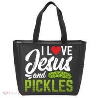 I Love Jesus And Pickles Funny Christian Tote Bag thumb 0