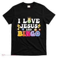 I Love Jesus And Bingo Christian Cross Board Games T-Shirt thumb 0