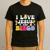 I Love Jesus And Bingo Christian Cross Board Games T-Shirt thumb 3
