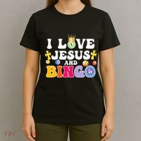 I Love Jesus And Bingo Christian Cross Board Games T-Shirt thumb 4