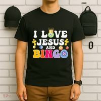I Love Jesus And Bingo Christian Cross Board Games T-Shirt thumb 6