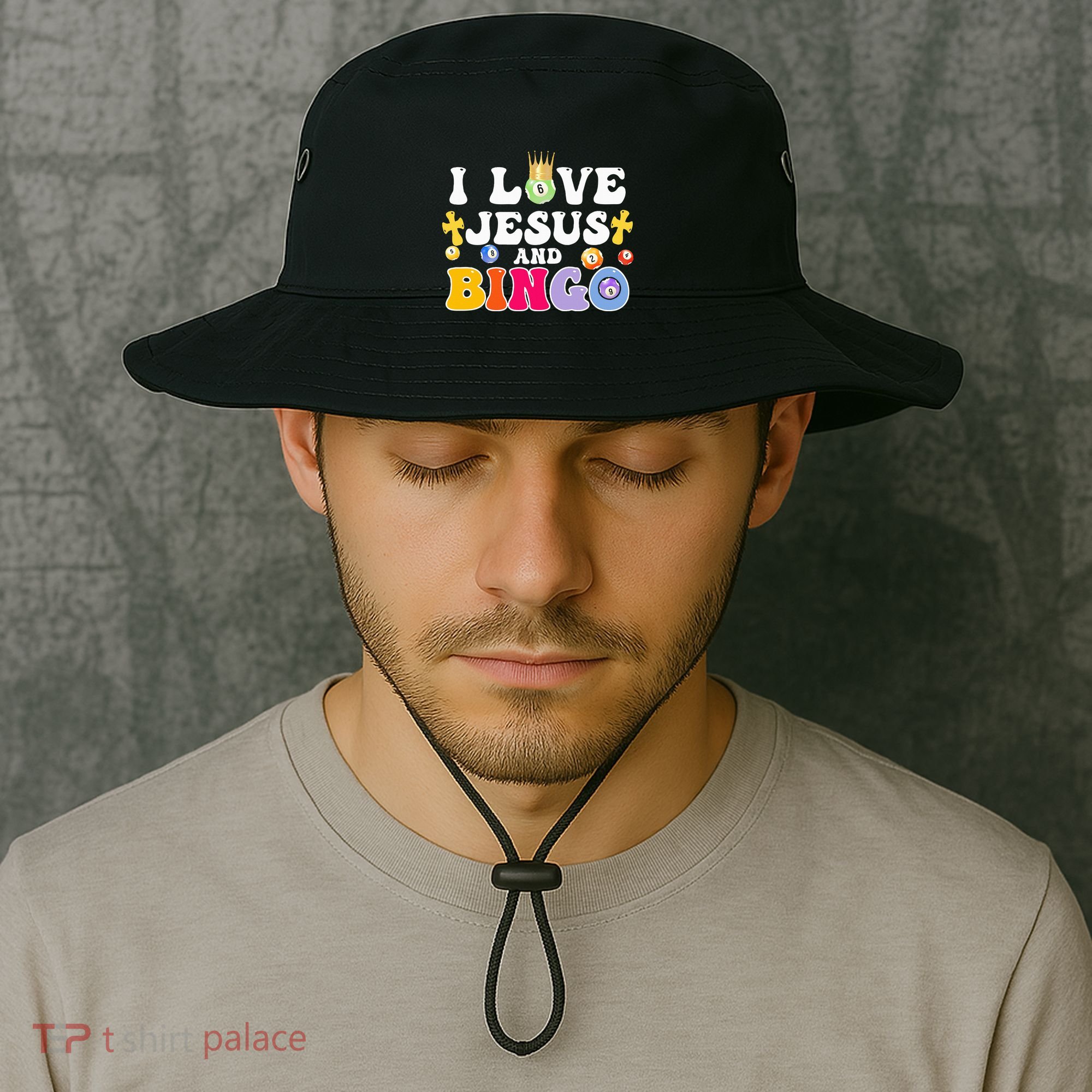 I Love Jesus And Bingo Christian Cross Board Games Bucket Hat