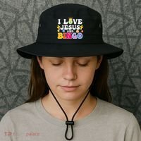 I Love Jesus And Bingo Christian Cross Board Games Bucket Hat thumb 3