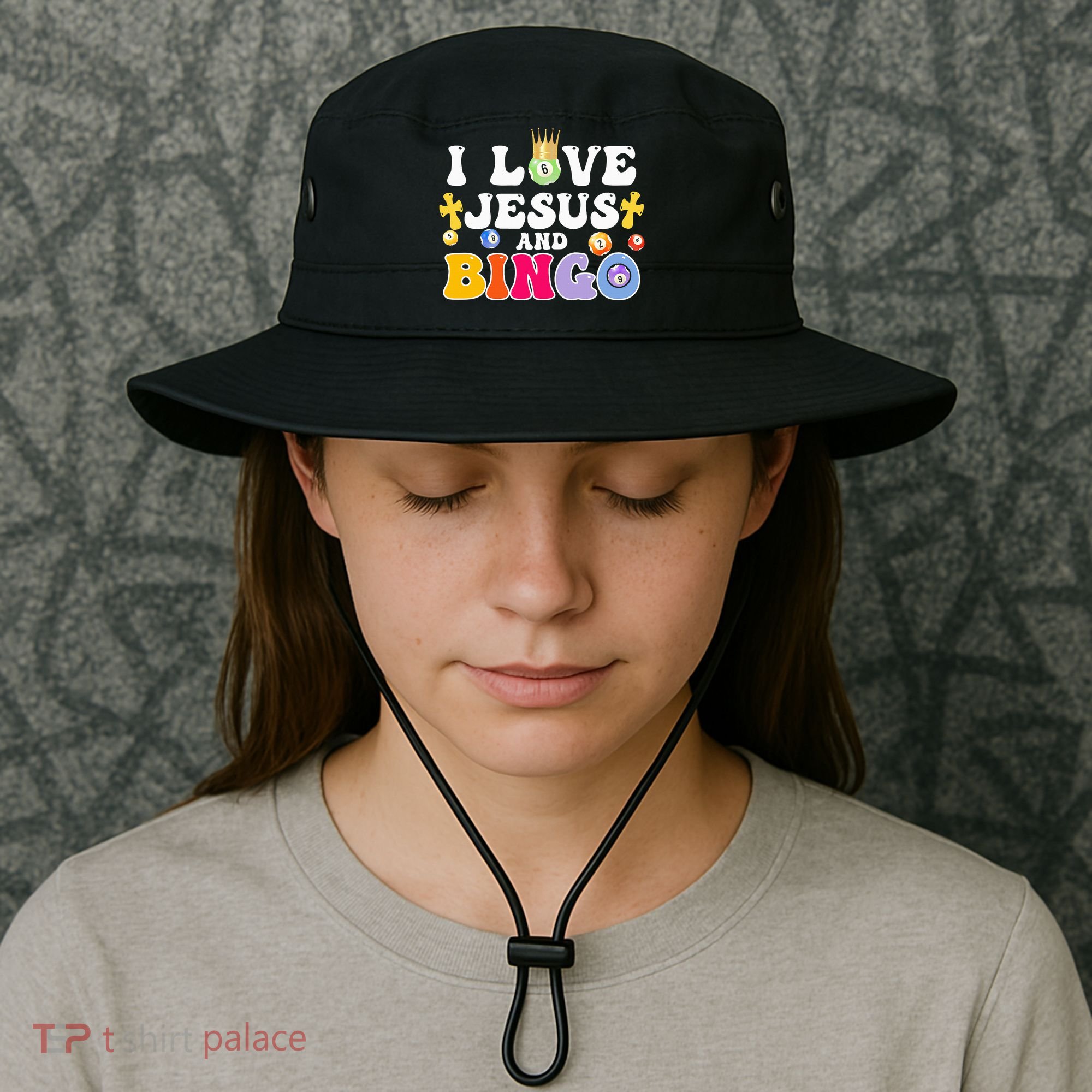 I Love Jesus And Bingo Christian Cross Board Games Bucket Hat