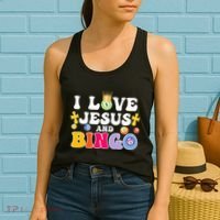 I Love Jesus And Bingo Christian Cross Board Games Women's Tank Top thumb 2
