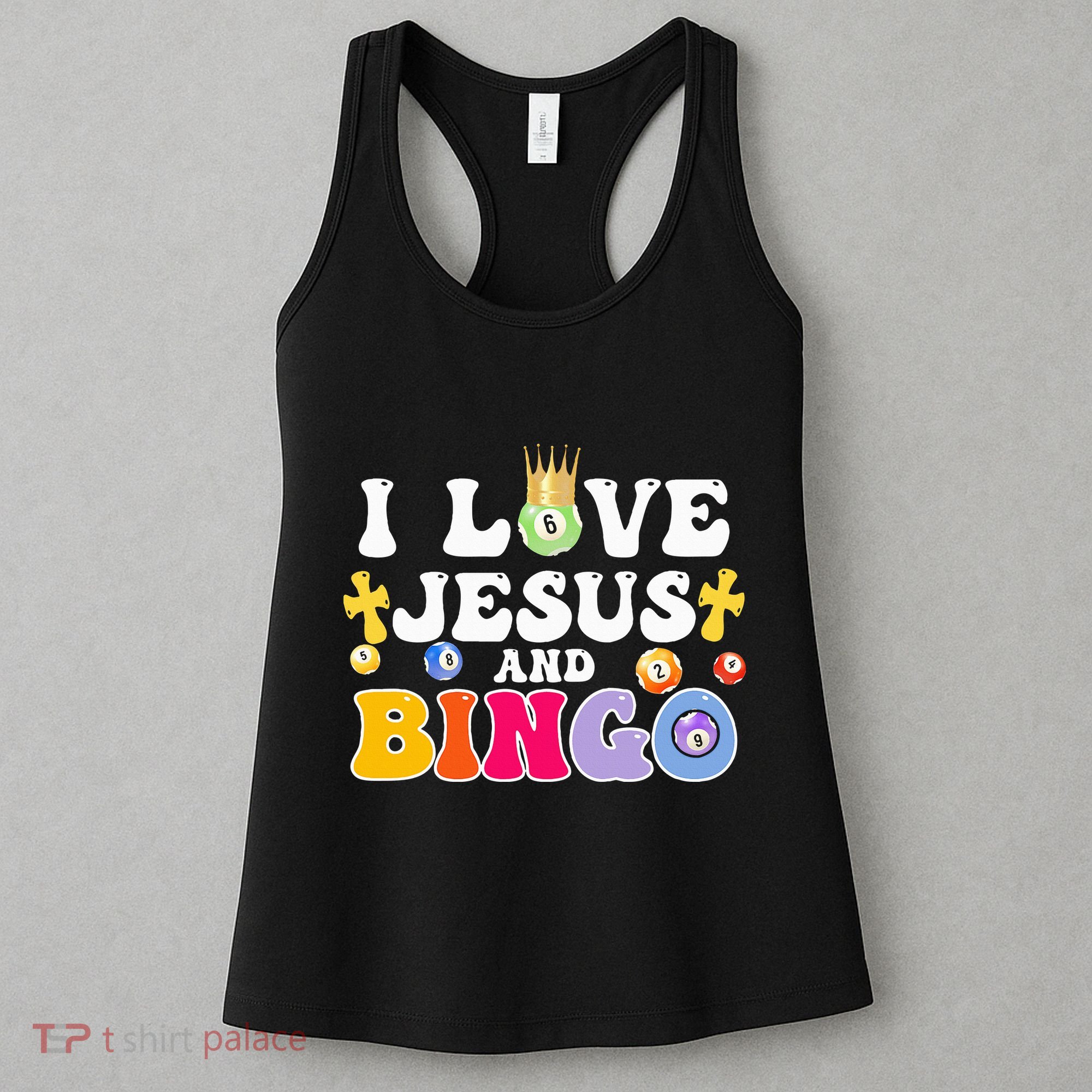 I Love Jesus And Bingo Christian Cross Board Games Women's Tank Top