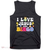 I Love Jesus And Bingo Christian Cross Board Games Tank Top thumb 0