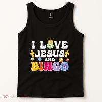 I Love Jesus And Bingo Christian Cross Board Games Tank Top thumb 2