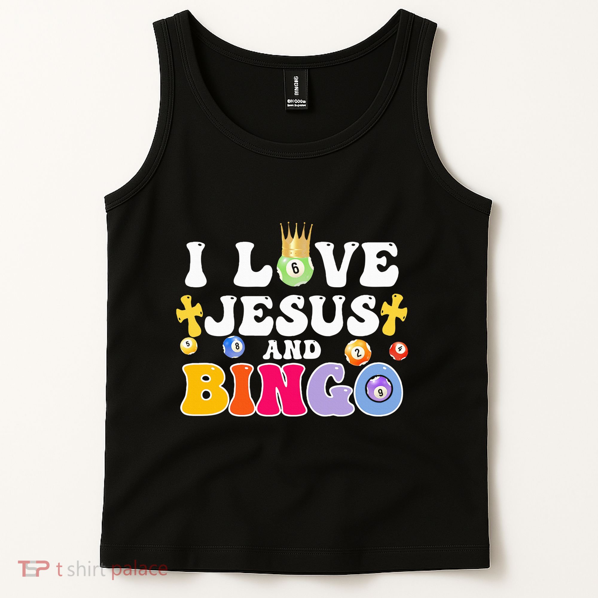 I Love Jesus And Bingo Christian Cross Board Games Tank Top