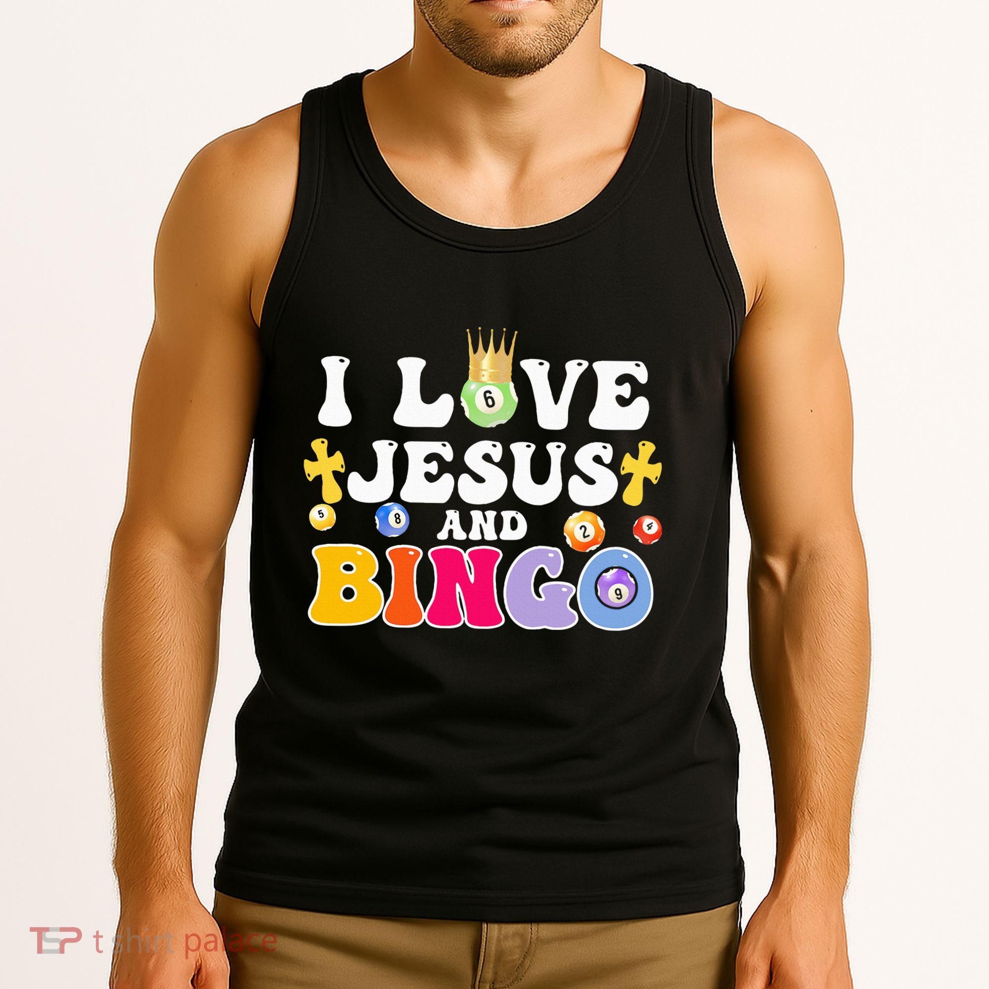 I Love Jesus And Bingo Christian Cross Board Games Tank Top