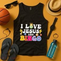 I Love Jesus And Bingo Christian Cross Board Games Tank Top thumb 4