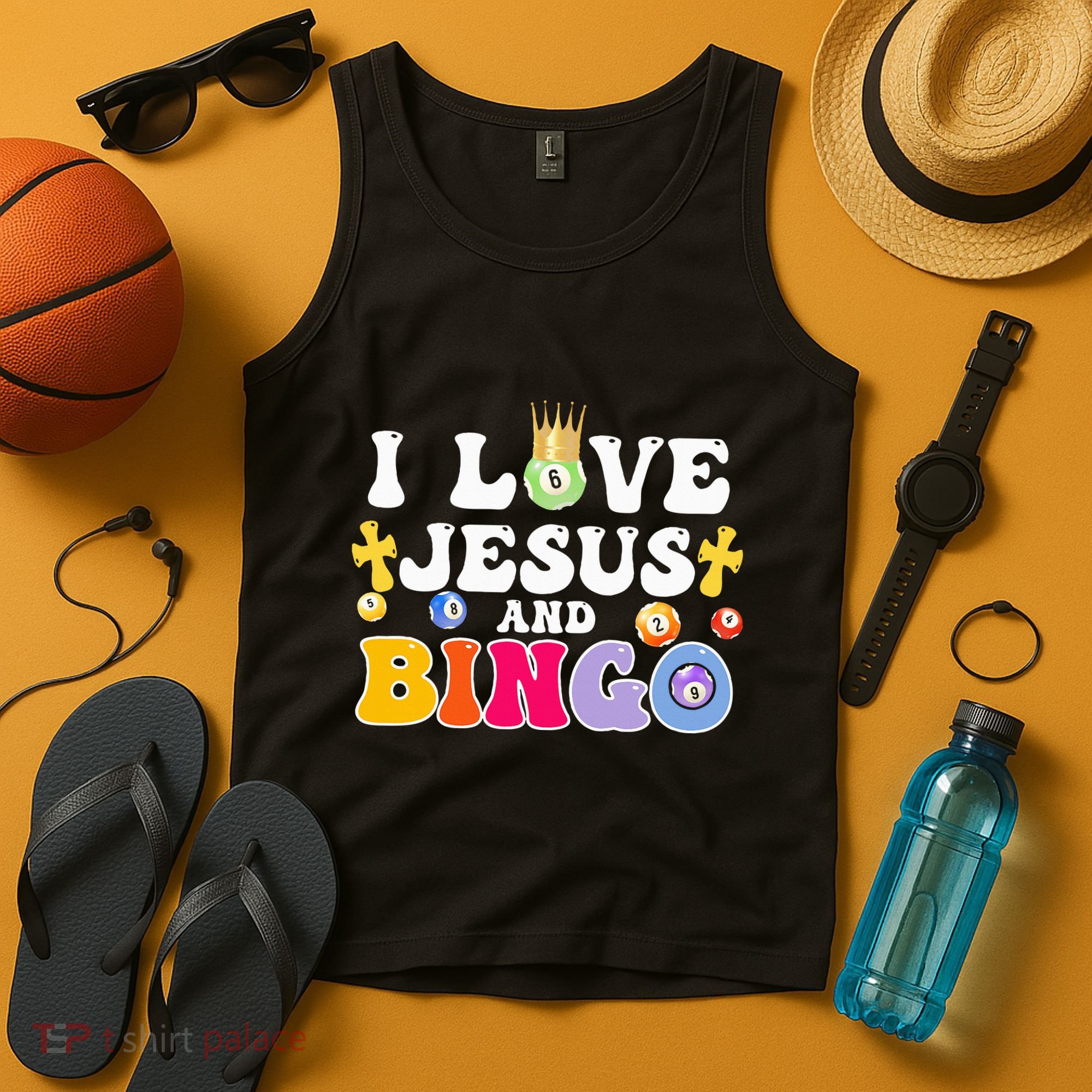 I Love Jesus And Bingo Christian Cross Board Games Tank Top