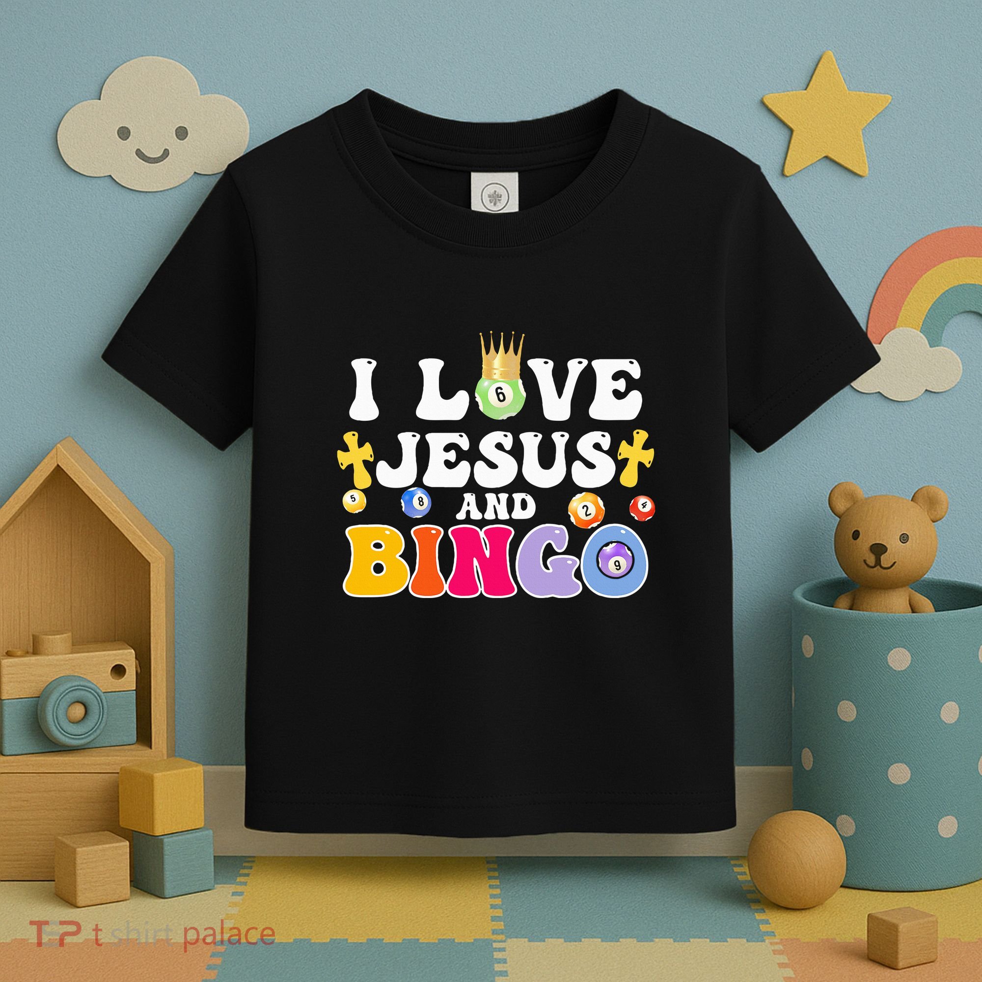 I Love Jesus And Bingo Christian Cross Board Games Toddler T-Shirt