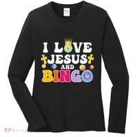 I Love Jesus And Bingo Christian Cross Board Games Women's Long Sleeve Shirt thumb 0