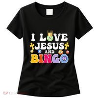 I Love Jesus And Bingo Christian Cross Board Games Women's T-Shirt thumb 0