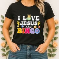 I Love Jesus And Bingo Christian Cross Board Games Women's T-Shirt thumb 2