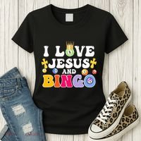I Love Jesus And Bingo Christian Cross Board Games Women's T-Shirt thumb 3